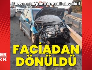 Bariyere çarpan araç yandı! 2 kişi yaralandı