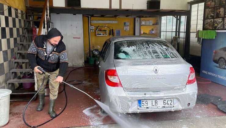 Tekirdağ’da çamur yağdı; oto yıkamacılarda yoğunluk