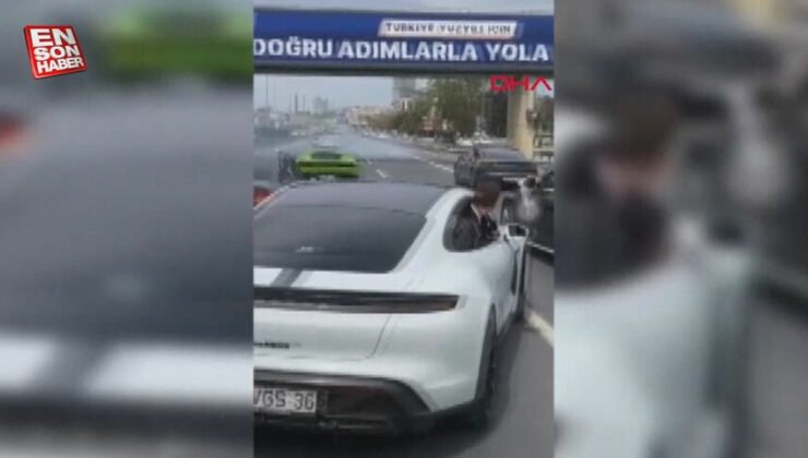 Ataşehir’de düğün konvoyunda drift kamerada