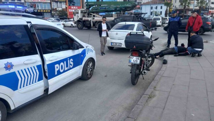 Devrilen motosikletin sürücüsü yaralandı