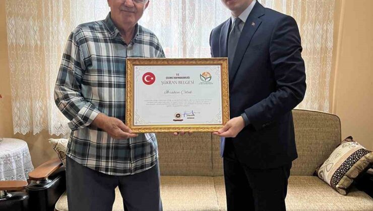 Gaziye şükran belgesi verildi