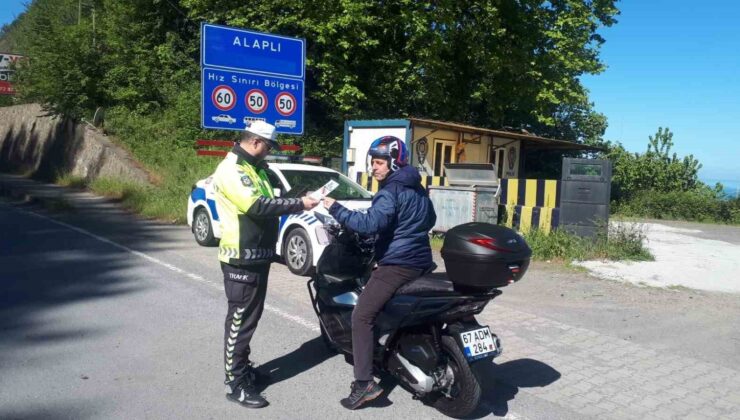 Alaplı’da motosiklet denetiminde 216 sürücüye ceza kesildi