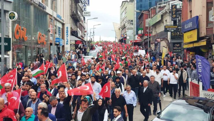 Binlerce kişi İsrail’e tepki, Filistin’e destek için yürüdü