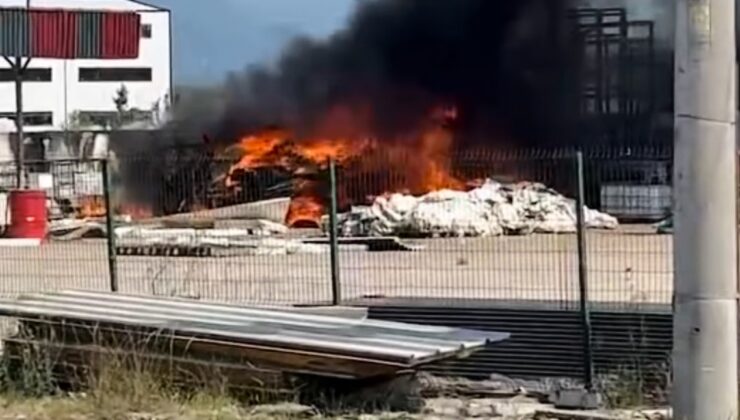 Kaynak makinesinden çıkan kıvılcımlar sandviç panelleri yaktı