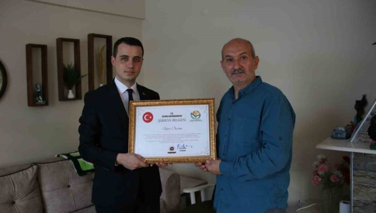 Şehit ailesine şükran belgesi