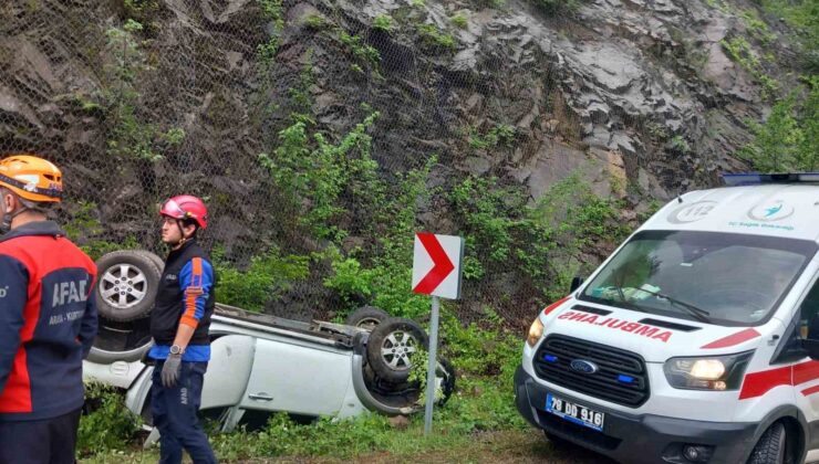 Yoldan çıkan otomobil takla attı: 2 yaralı