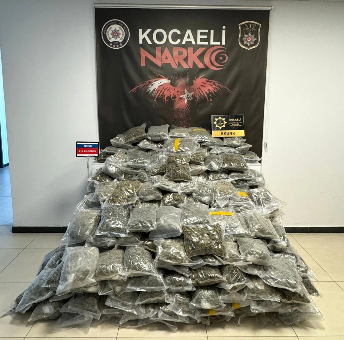 Kocaeli’de durdurulan tırda 116 kilo uyuşturucu ele geçirildi