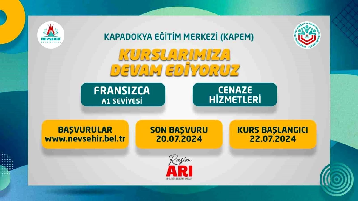 Nevşehir Belediyesi KAPEM’de Fransızca A1 ve Cenaze Hizmetleri kursları başlıyor