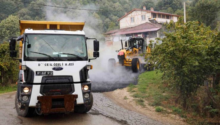 Köylerde sıcak asfalt çalışmaları sürüyor