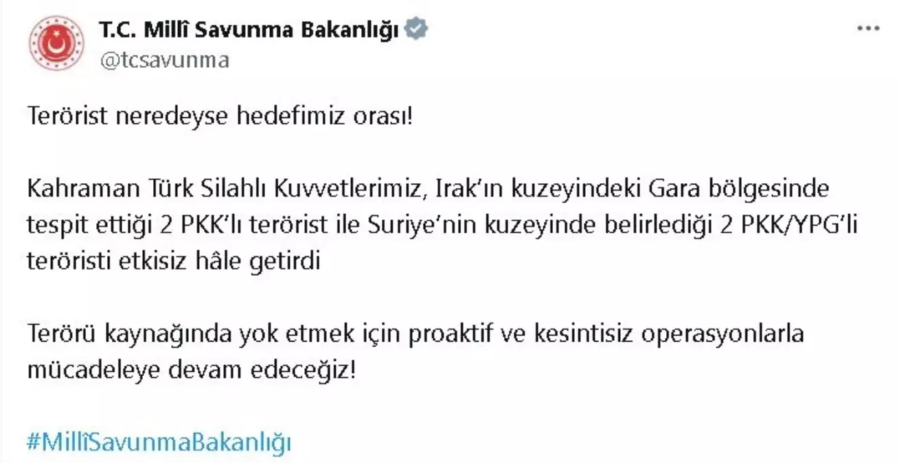 PKK’lı Teröristler Etkisiz Hale Getirildi