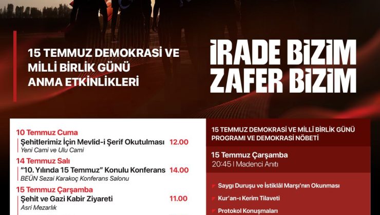 Zonguldak’ta 15 Temmuz etkinlik programı belli oldu