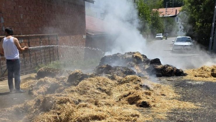 Zonguldak’ta saman yüklü tırda yangın