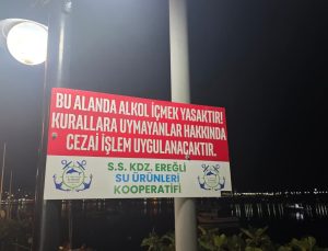 Karadeniz Ereğli Limanı’na alkol yasağı tabelaları yerleştirildi