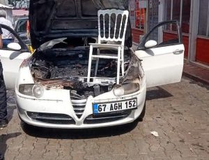 Devrek’te yanan otomobil itfaiyenin erken müdahalesiyle kurtarıldı