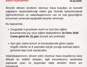 Zonguldak’ta kuvvetli yağış nedeniyle eğitime bir gün ara verildi