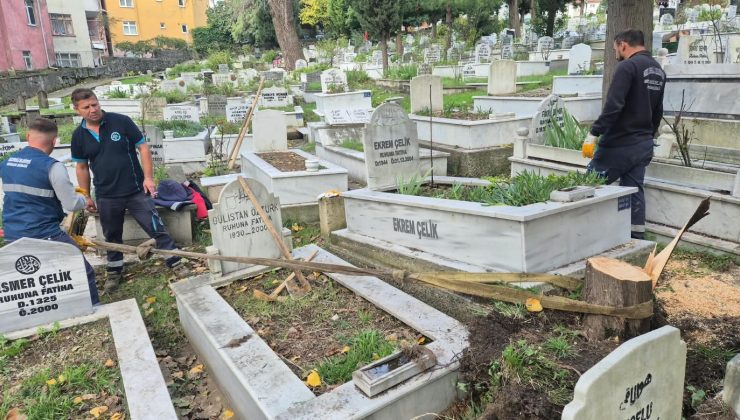 Şehir Mezarlığında Fırtınanın İzleri Silindi